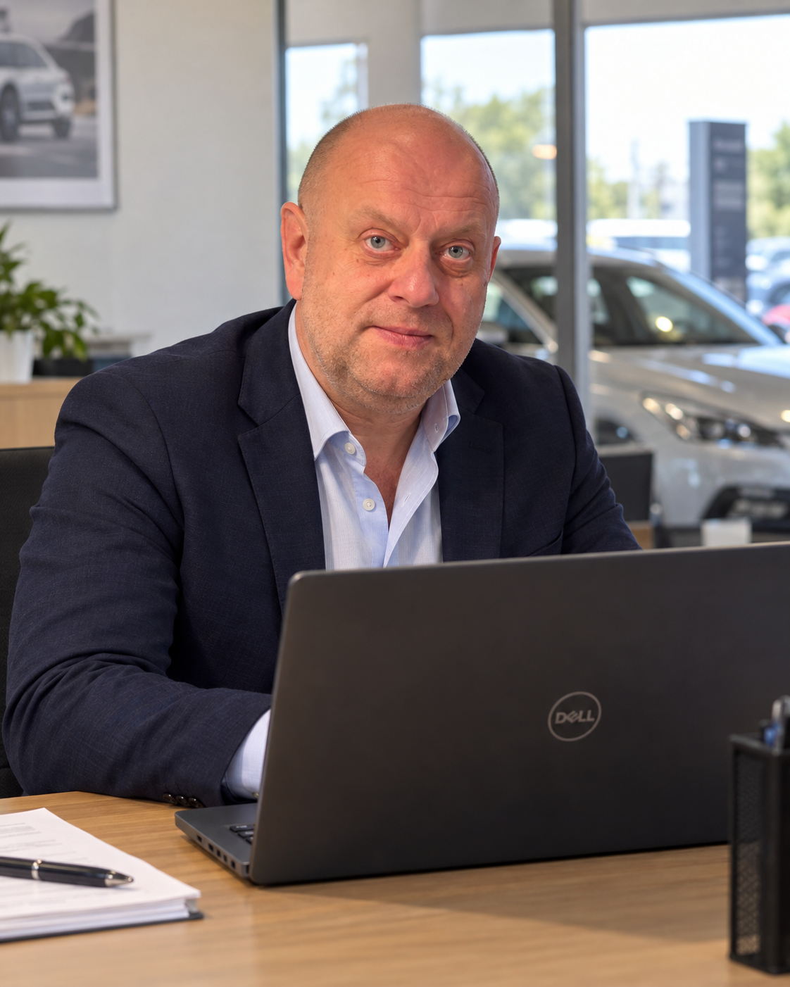 Przemysław Bielski przy biurku — AutoNaRaty.de